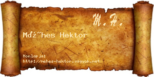 Méhes Hektor névjegykártya